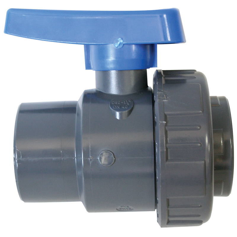 Ball Valve 1/2'', Single Union BSPT, Plastic, Grey