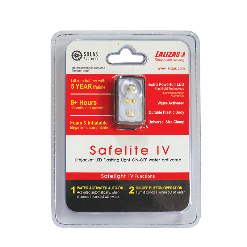 lalizas 723491 LALIZAS Lifejacket LED flashing light "Safelite IV" ON-OFF water activated, SOLAS/MED/USCG (BLI