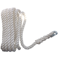 CABO Rope for chain rode use,three strand with connection 6mm,Diam.12mm, L30m, Nylon,White