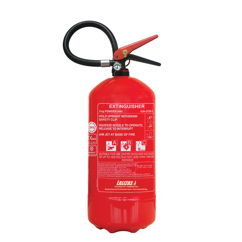 lalizas 400692 LALIZAS Fire Extinguisher Dry Powder, 9kg, Stored Pressure w/wall bracket, MED (EN,ES,HR)
