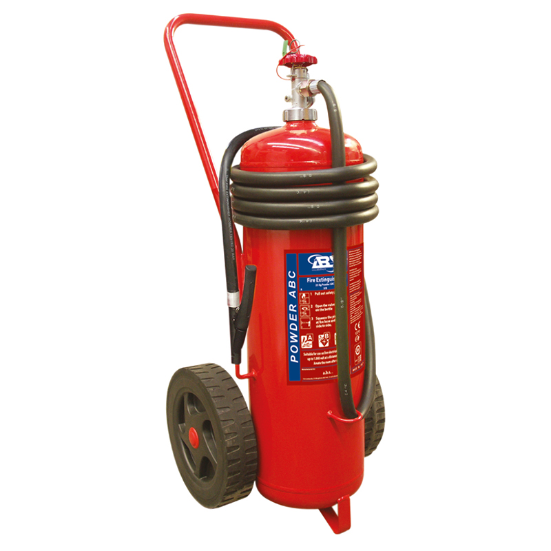 lalizas 45490 Fire Extinguisher Wheeled, Dry Powder, 25kg, Stored Pressure w/Hose & Nozzle,SOLAS/MED (EN,FR,ES,PT)