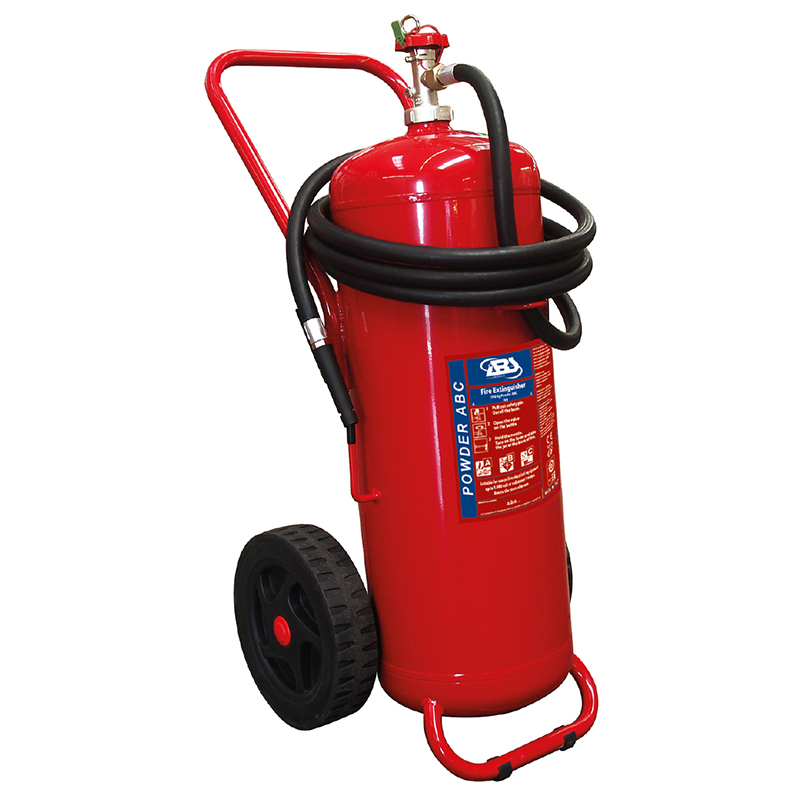 lalizas 45491 Fire Extinguisher Wheeled, Dry Powder, 50kg, Stored Pressure w/Hose & Nozzle,SOLAS/MED (EN,FR,ES,PT)