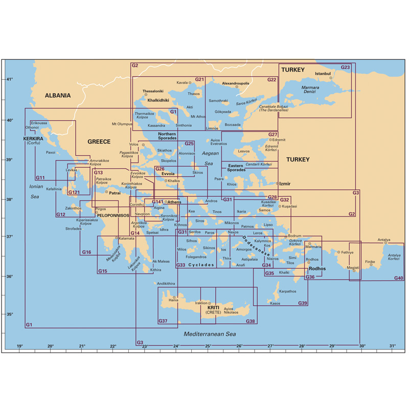 Tetra Chart Greece G1, ''Mainland Greece and Peloponnese'', Imray