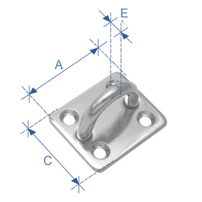 Square Pad, Inox, ø5mm