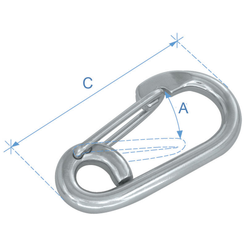 Spring snap w/ eye end, Inox 316, Diam. 8mm