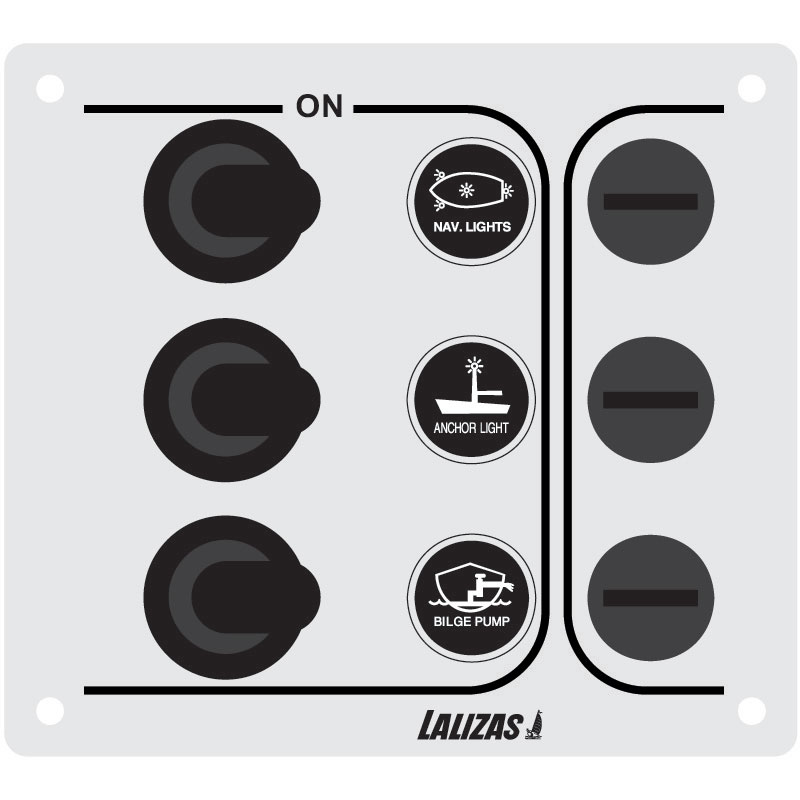 Switch Panel ''SP3 “Economy”, 3 waterproof switches, Inox, 12/24V,