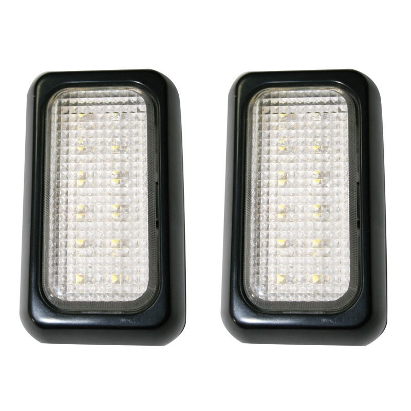 Dome Light / Trailer Light, 12 LEDs, 12V&24V, black (2 pcs set)