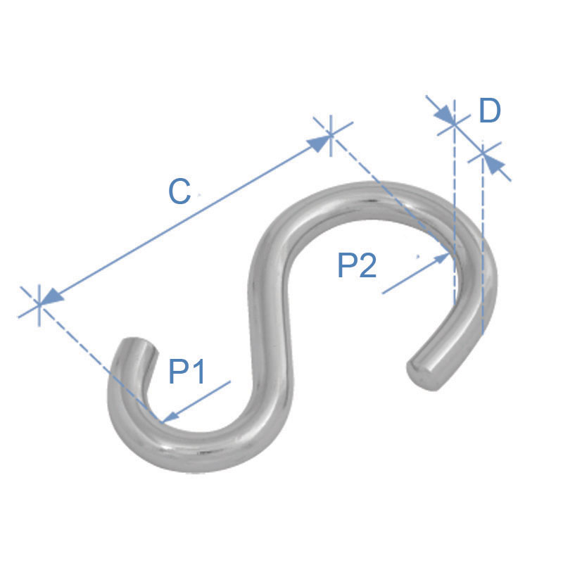 S-Hook, Inox 316, ø8mm