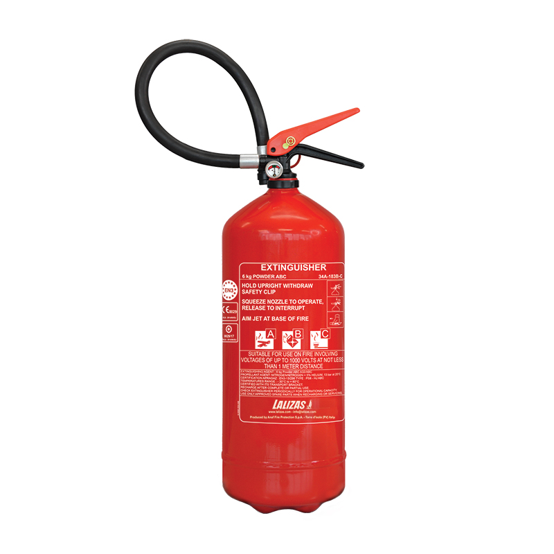 lalizas 704462 LALIZAS Fire Extinguisher Dry Powder, 6kg, Stored Pressure w/wall bracket, MED (EN,ES,HR)
