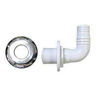 lalizas 70601 Thru-Hull Elbow 90º, Hose Ø25mm, Scr.Flange, Chromed