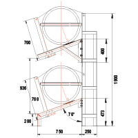 lalizas 72119 Vertical Cradle for SOLAS OCEANO, 2-tier, 6-25(A), 6-35(B)