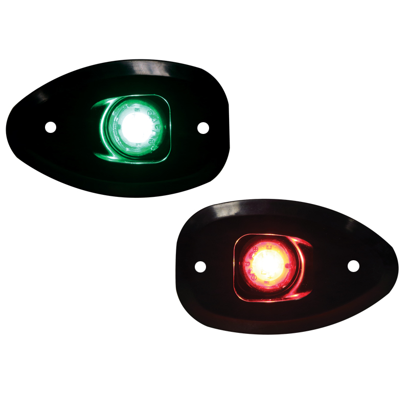 lalizas 74360 MICRO LED 12 Starboard&Port Lights 112,5°,Side&Flush mount.,Set,Black Hous.,w/holes