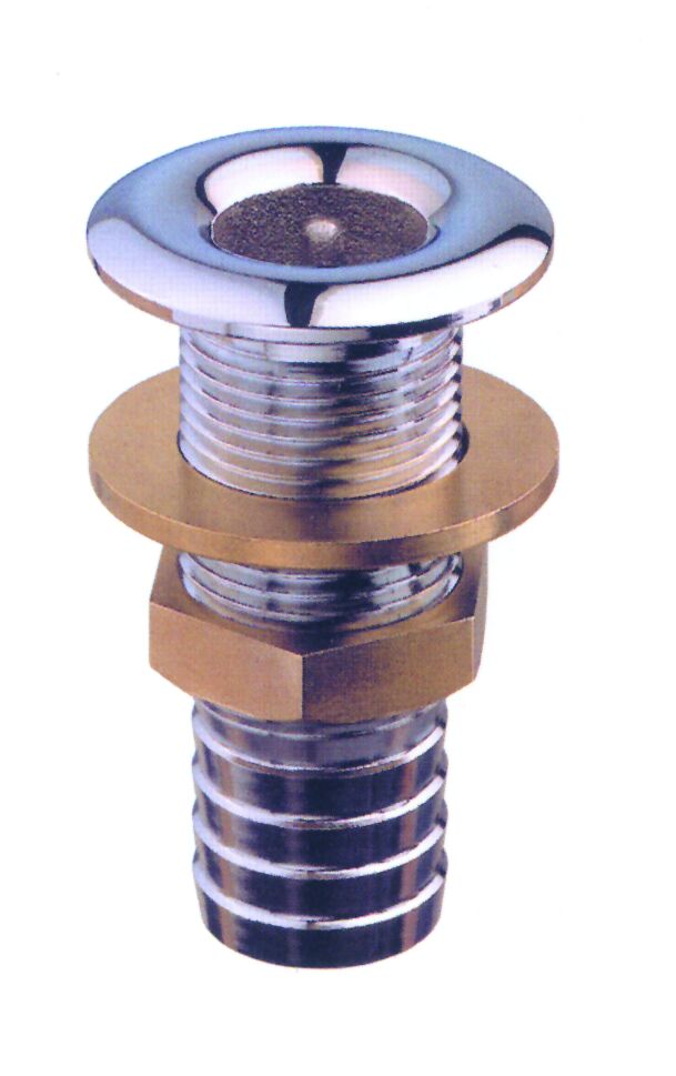 lalizas 90307 Thru-Hull Outlet w/ Hose Connector, Chromium Plated Brass, 3/8''