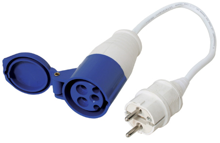 lalizas 90398 Cord Set w/ female plug 16A & Schuko Connector 16A, 220-240V, 30cm cable, blue