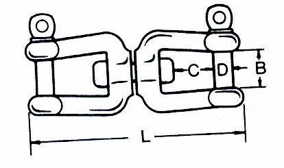 lalizas 91286 Jaw and jaw swivel, Inox 316, 6mm