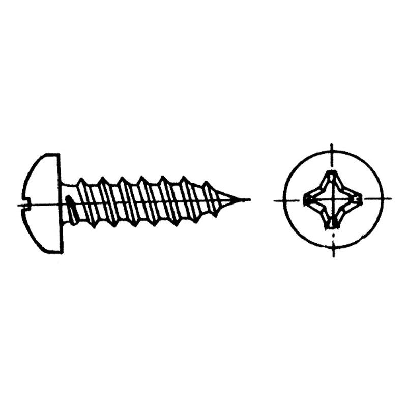 Cross recessed pan head self-tapping screw 2,9x9,5 mm Inox 316 DIN 7981/ ISO 7049