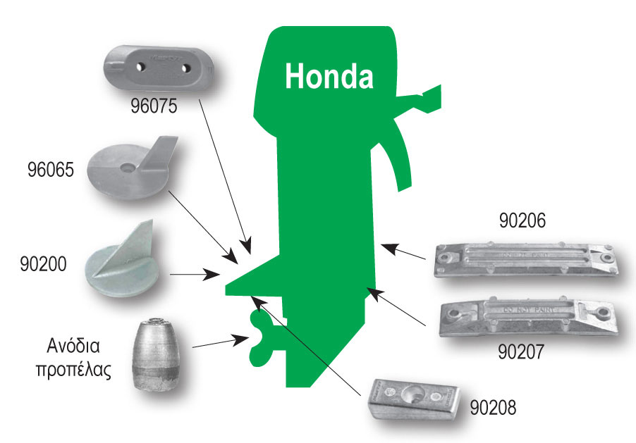 Finshape anode, for Mercury-Mercruiser & Honda, 0,55kg