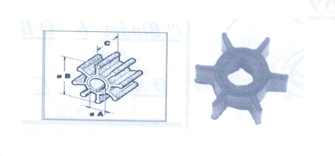 lalizas 97907 Engine Impeller CEF for Mercury & Tohatsu Ø10,25 33,6Χ14,3