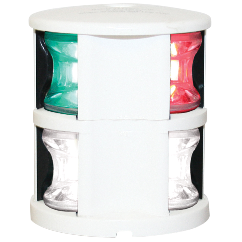 lalizas 71312 FOS LED 12 Tri-colour & Anchor Light, with white housing