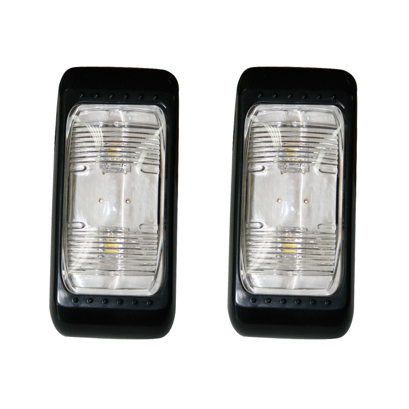 Dome Light / Trailer Light, 4 LEDs, 12V&28V, black (2 pcs set)