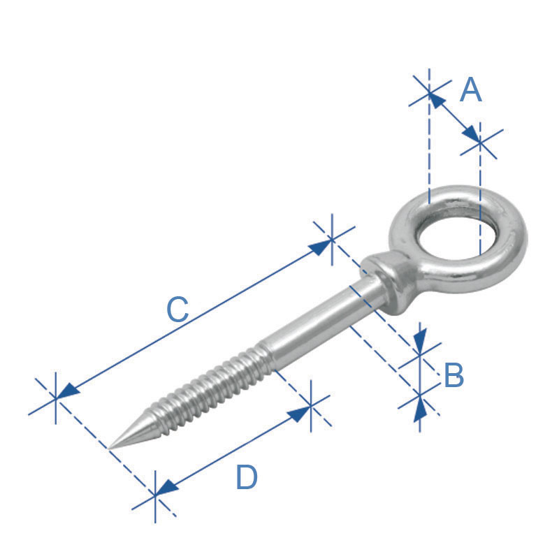 Eye Wood  Screw, Inox 316, 6x40mm