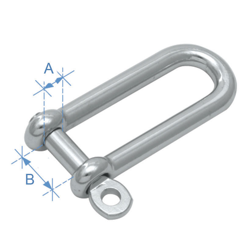 Long type D shackle, AISI 316, 6*12*48mm