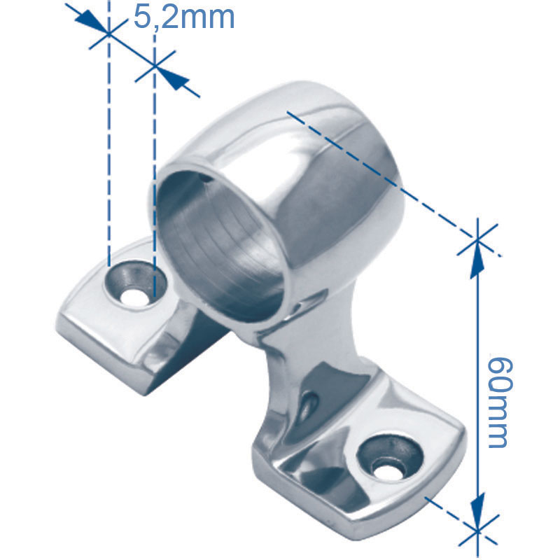 Rail fitting, Central Cap, 90°, Inox 316, 25mm (1)