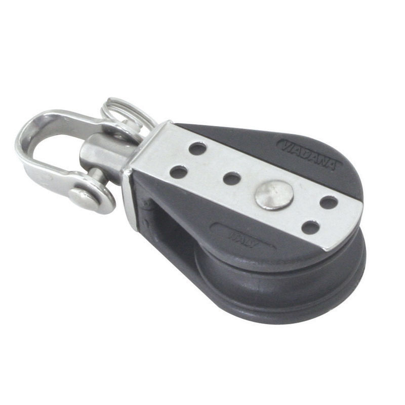 Swivel ball bearing block with shackle, 28mm, Diam. 8mm