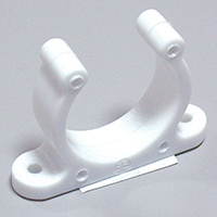 Plastic Support Clip, Screwed, Ø15mm, White