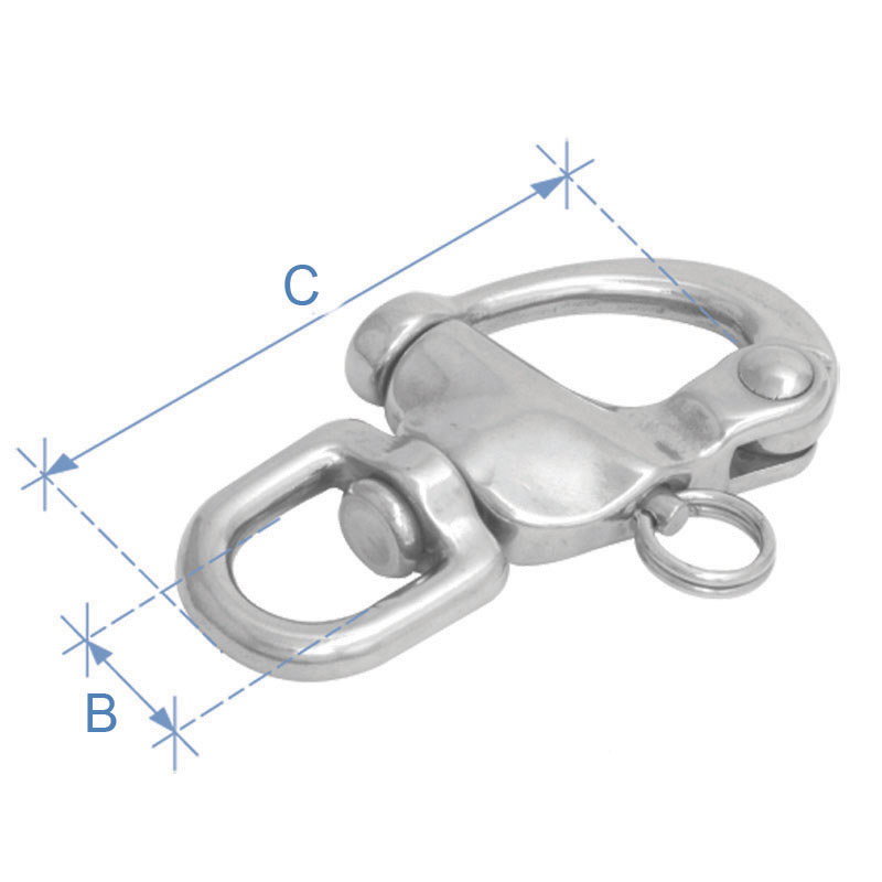 Swivel snap shackle, AISI 316, 12mm