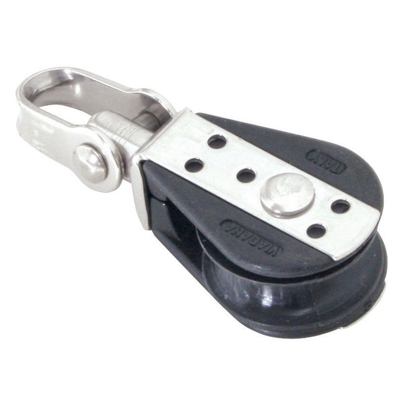 Single swivel ball bearing block without balls, with shackle, 22mm Diam. 6mm