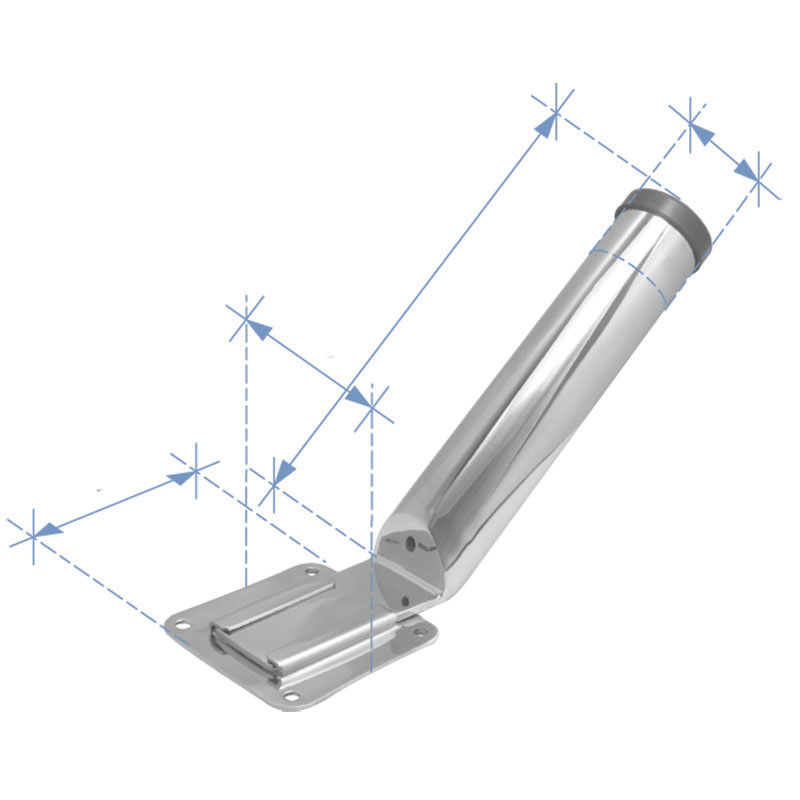 Rod Holder, Removable, Inox 304, Inter.ø44mm, Plate 94,8x101,6mm