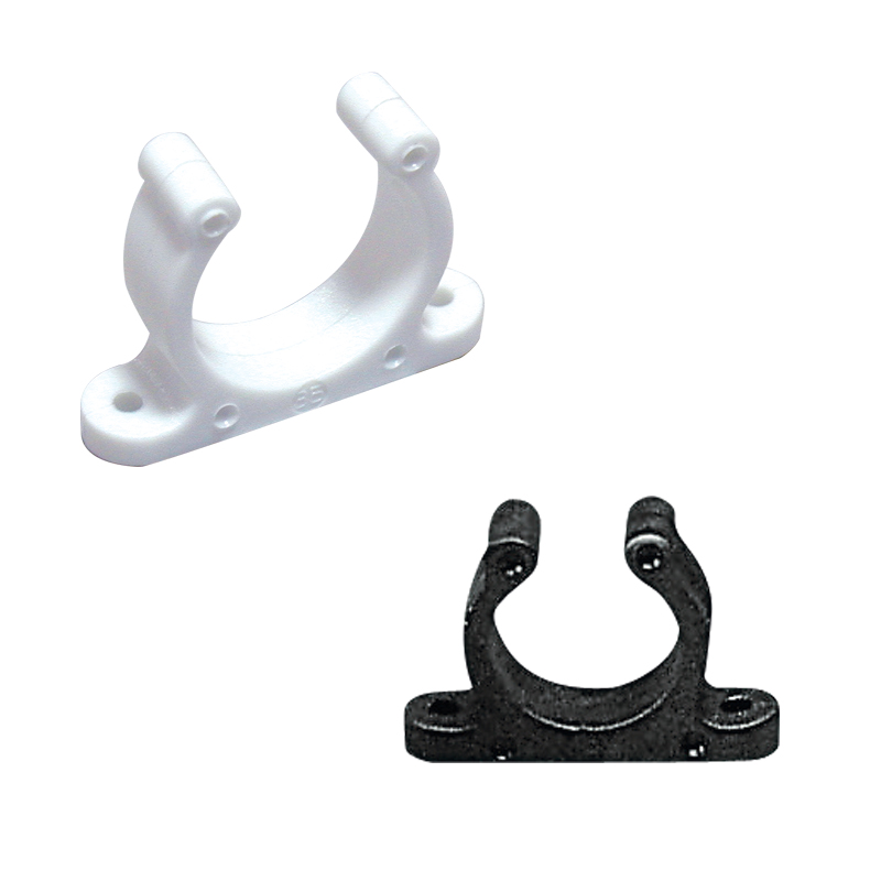 Plastic Support Clip, Screwed, Ø25mm, Black