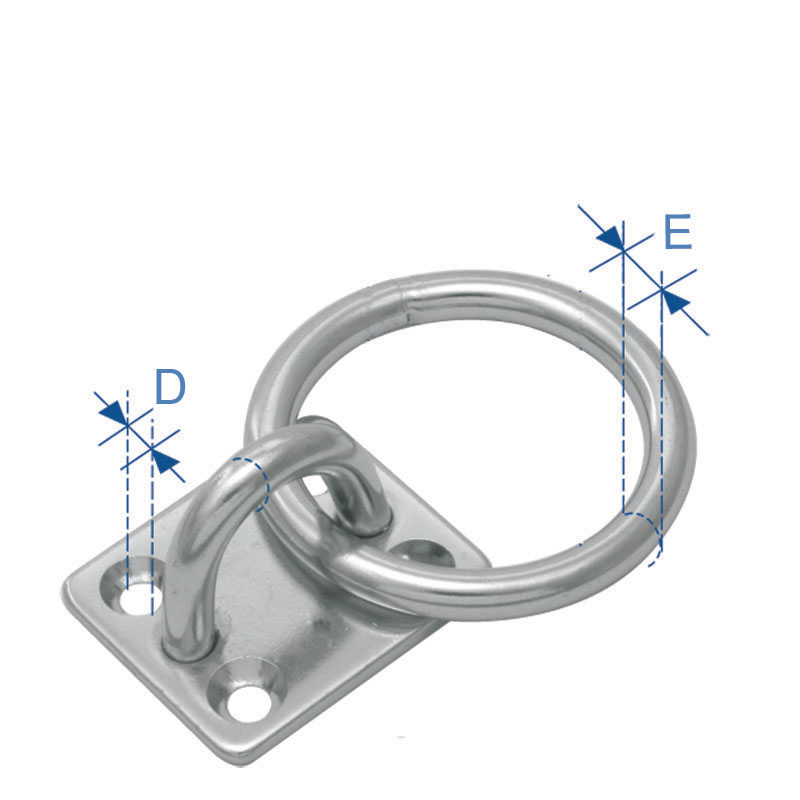 Square Pad, w/eye ring, Inox, ø5mm