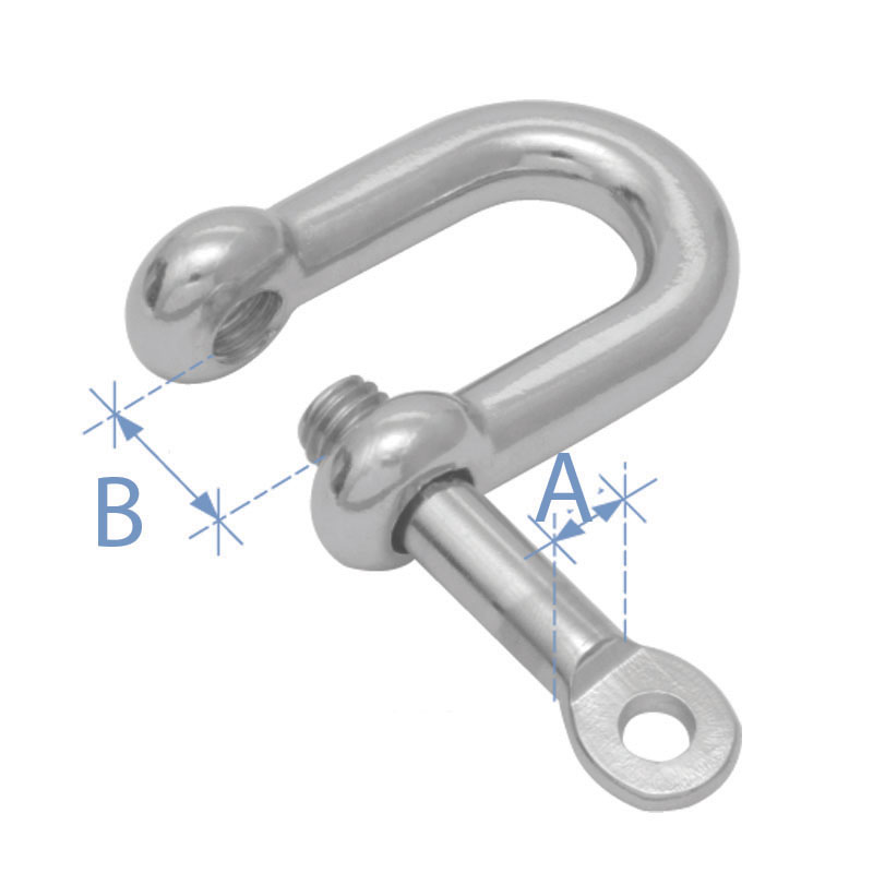 D Shackle, w/locking pin, AISI 316, ø12mm