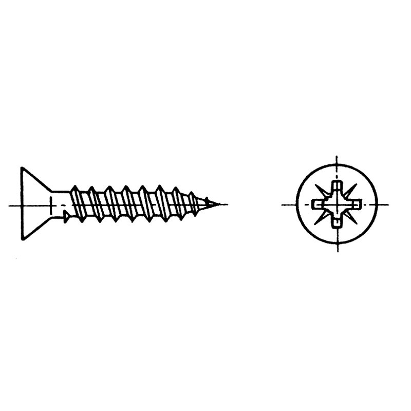 Countersunk recessed-head chipboard screw 3x16 mm Inox 316