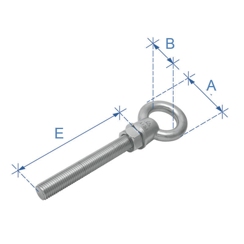 Eye bolt, w/nut & washer, Inox 316, 8x40mm