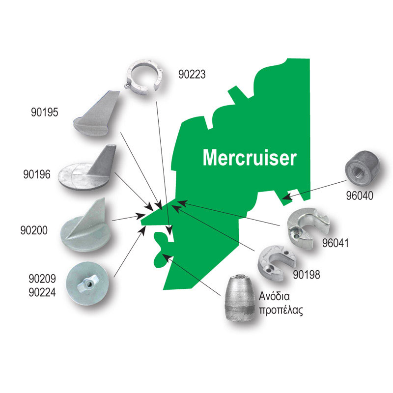 Finshape anode, for Mercury-Mercruiser 0,59kg