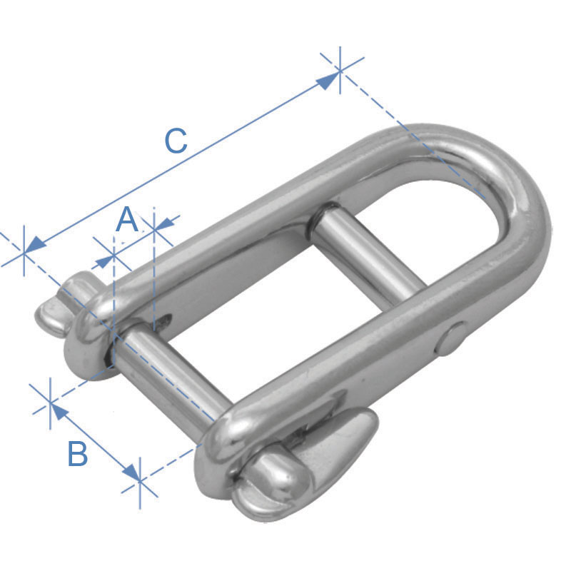 Halyard Shackle, w/cross bar&locking pin, AISI 316,  ø5mm