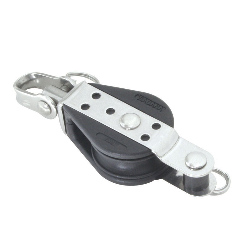 Swivel ball bearing block with shackle and becket, 28mm, Diam. 8mm