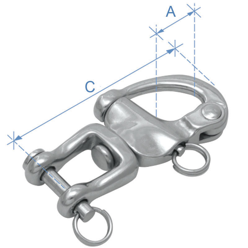 Snap shackle w/ casting swivel jaw, inox, Diam. 12mm