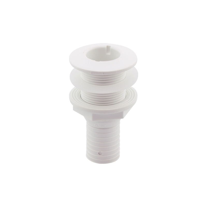 198228 - Thru-Hull Fitting 1 1/4'', w/Hose Barb Ø32mm & Washer, White, ISO