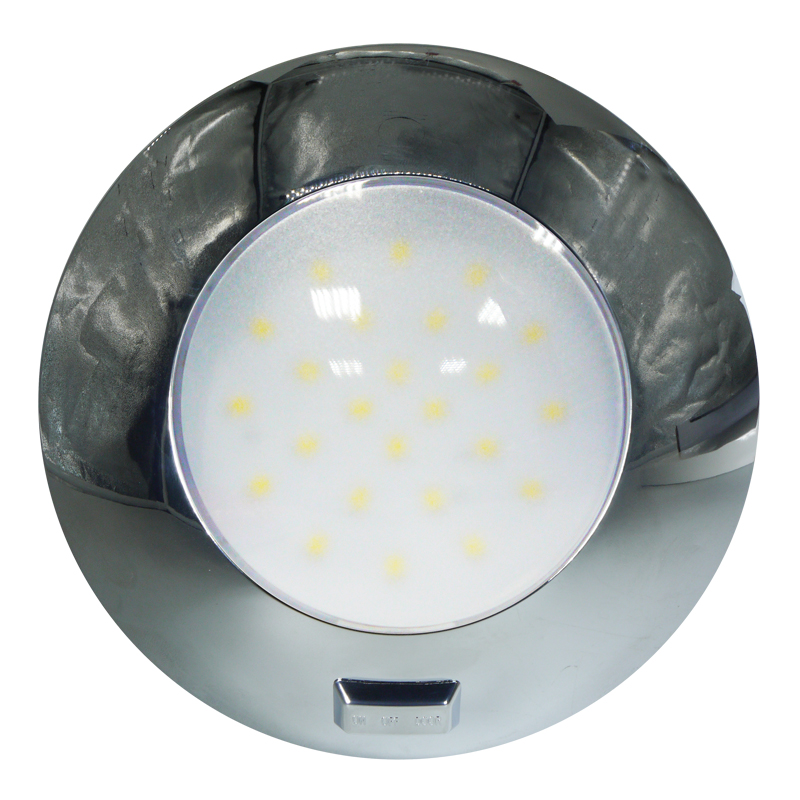 72382 - AquaLED Dome light, round, chrome, with switch, 4.8W, 12/24V DC Multivolt