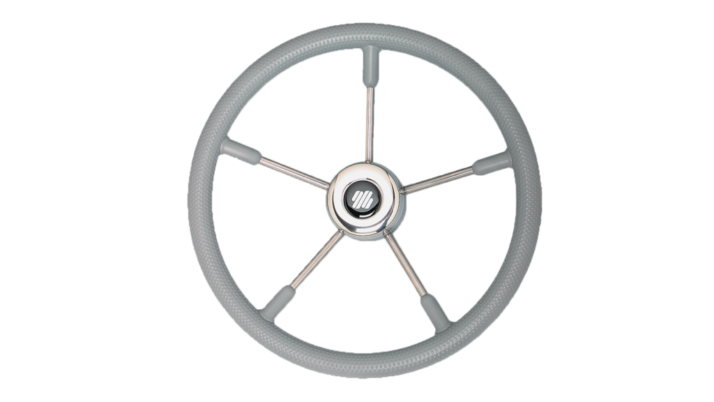 V58 PU GREY/SS STEERING WHEEL (38650F)