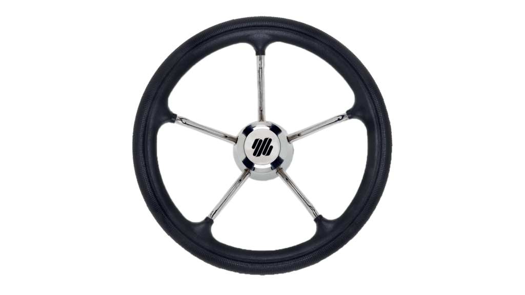 V29 PU WHT/SS STEERING WHEEL (42847A)